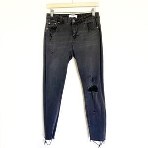 Pistola High Rise Skinny Distressed Stretch Denim Washed Black Size 28